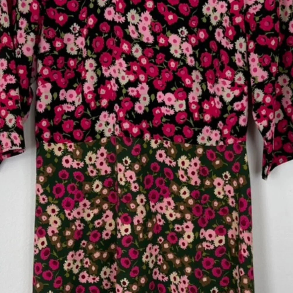 ASOS sz4 Boho Twiggy festival floral garden dress high neck 3/4 sleeve - Picture 3 of 5